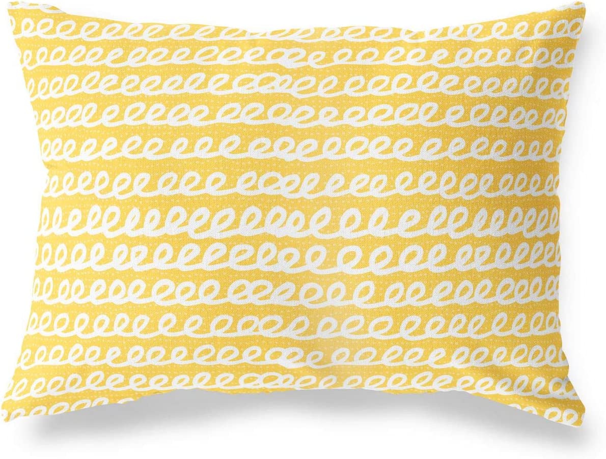 Bonamaison Cushion Cover Yellow with White Spiral Pattern RRP 18.11 CLEARANCE XL 10